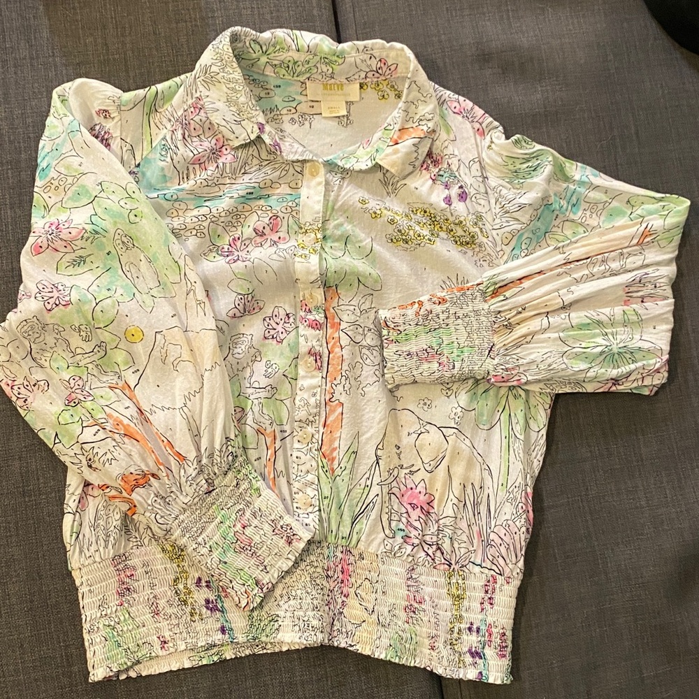 Anthropologie Maeve Rosa Paint by Numbers Blouse P2P 20”